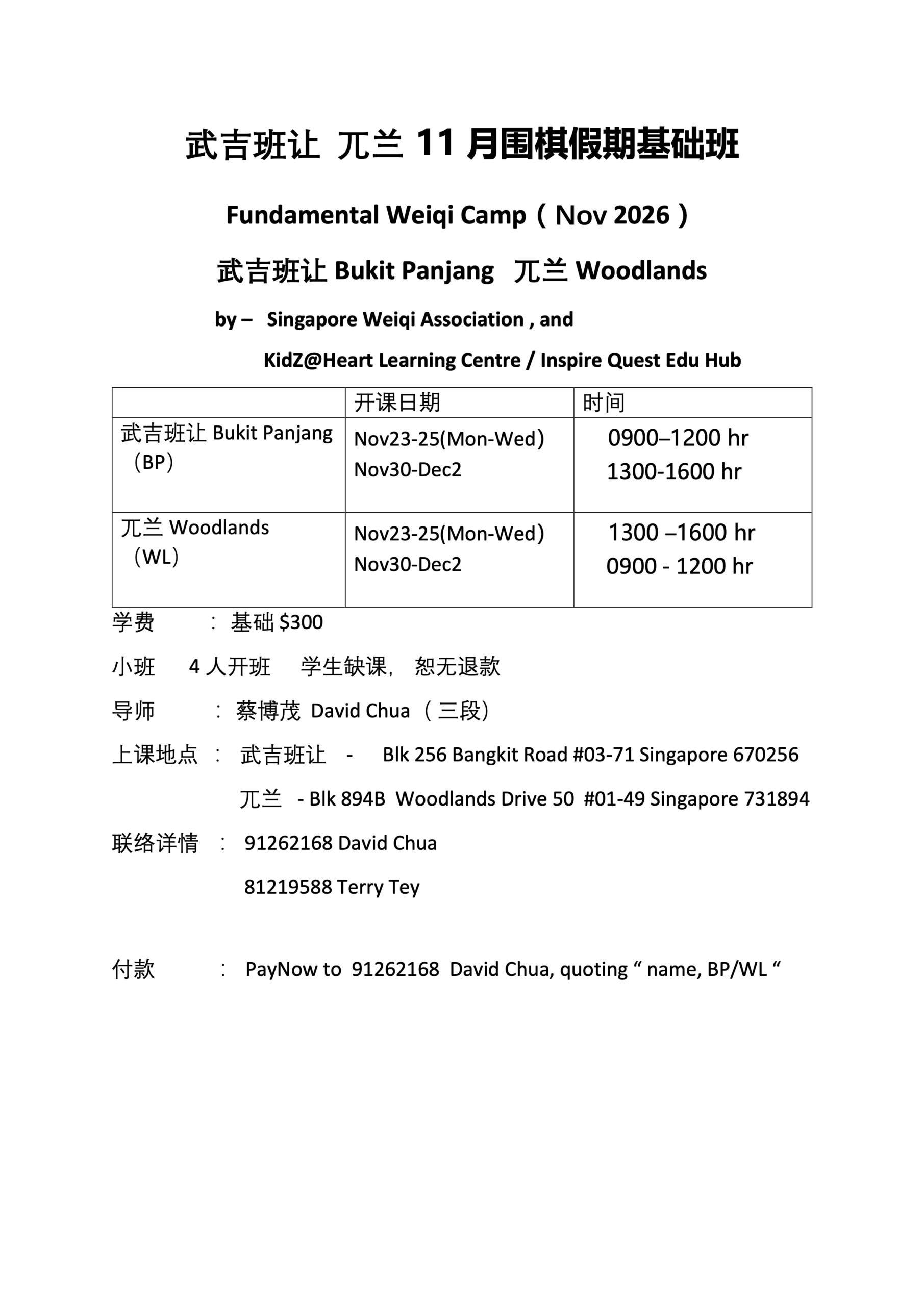 Bukit Panjang Fundamental Weiqi Camp